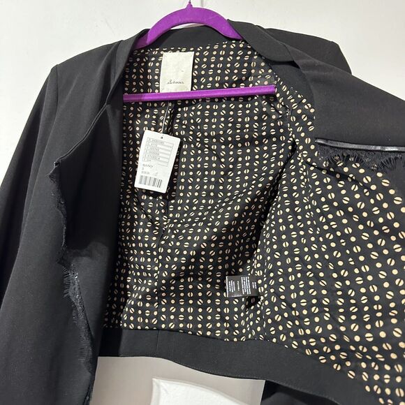 Elevenses Anthropologie Dimmet Drape Topper Jacket Lace Trim Black Blazer S NWT - Picture 8 of 11